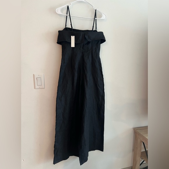 Banana Republic Petite 0 Black Linen Blend Strapless Wide-Leg Jumpsuit NWT - Picture 5 of 13